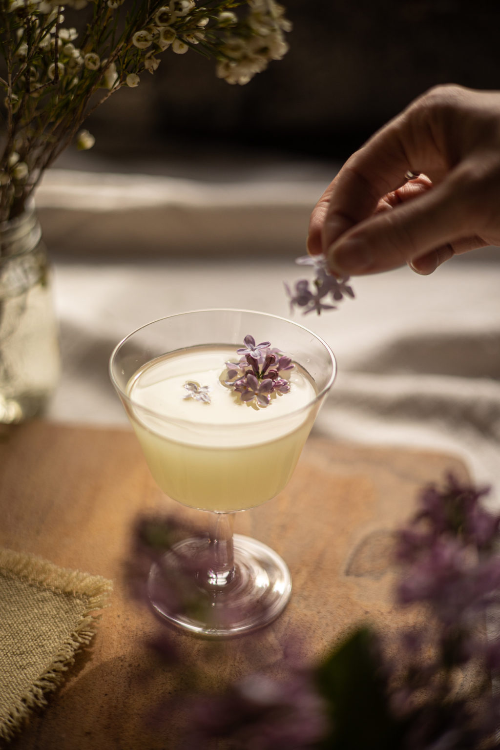 cocktail au gingembre et lilas
