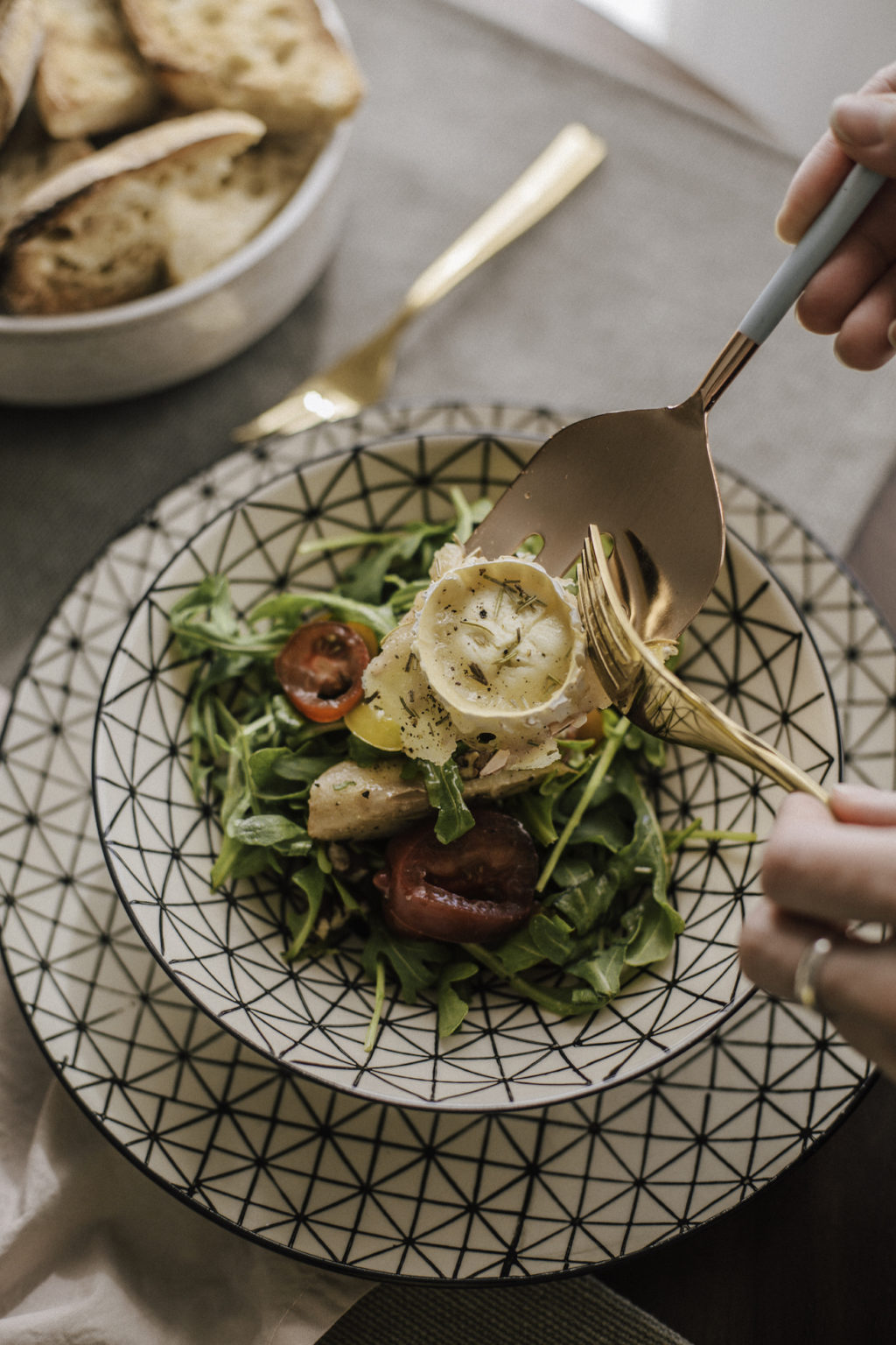 Chèvre chaud salade de roquette